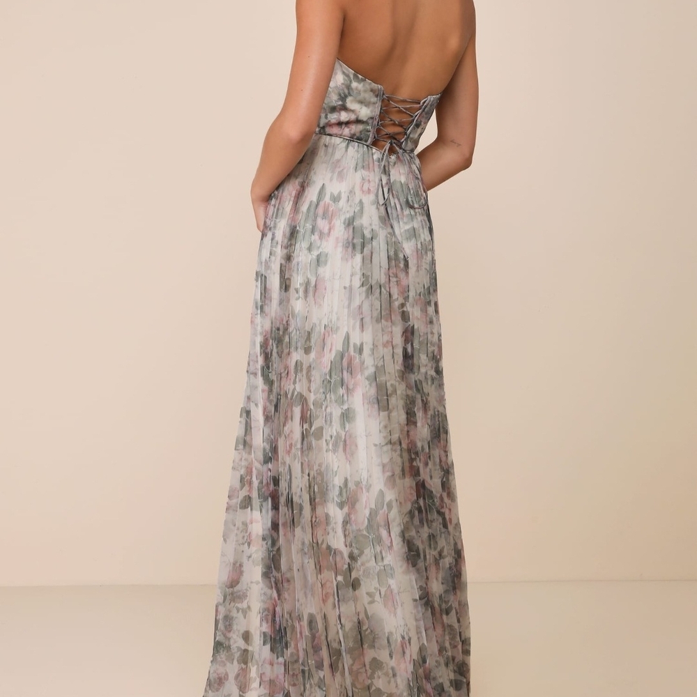 NWT Lulus Floral Strapless Maxi Dress